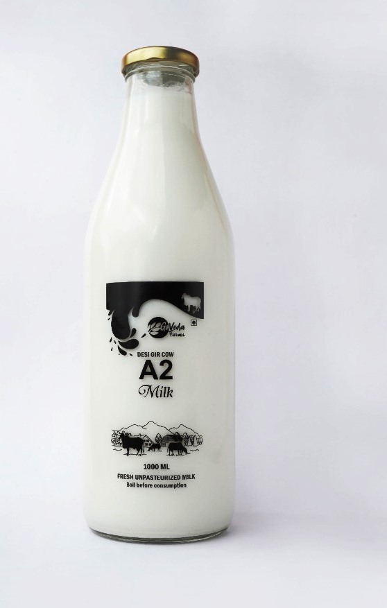 GoVeda Desi Gir Cow A2 Milk - 1 Litre (Rs 20 additional charge for every unreturned empty bottle )