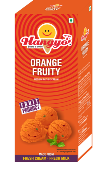 Hangyo Orange Fruity Ice Cream 4 Litres Box - Family Pack