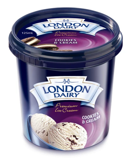 London Dairy Cookies N Cream Ice Cream 125 ml Cup