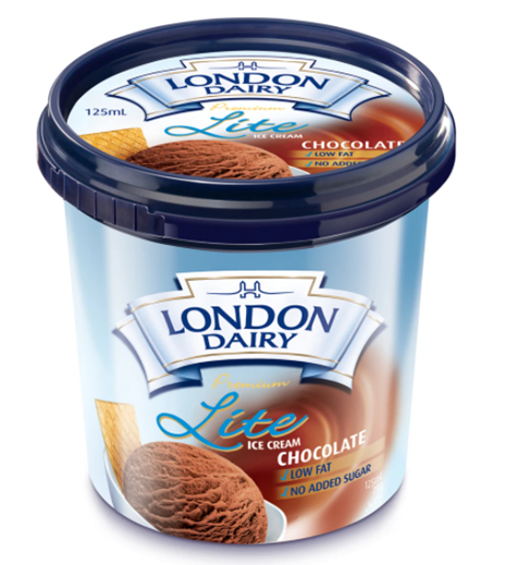 London Dairy Chocolate Lite (No added sugar) Ice Cream 125 ml Cup