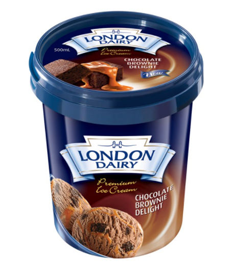 London Dairy Chocolate Brownie Delight Ice Cream 500 ml Tub
