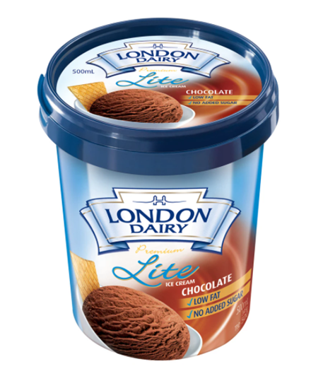 London Dairy Chocolate Lite (No added sugar) Ice Cream 500 ml Tub
