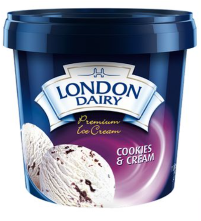 London Dairy Cookies N Cream Ice Cream 1 Litre Tub