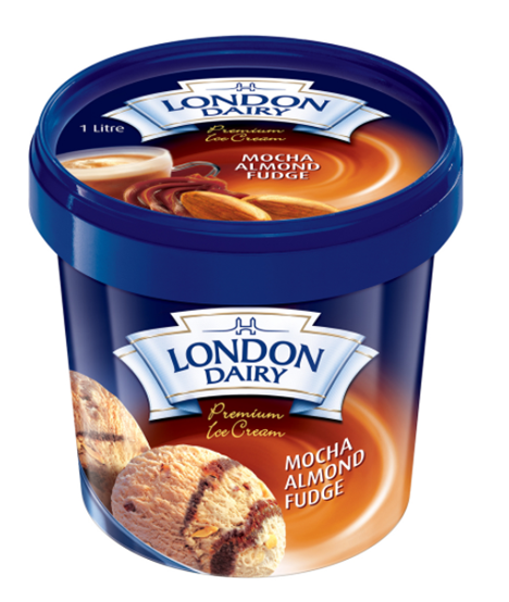 London Dairy Mocha Almond Fudge Ice Cream 1 Litre Tub