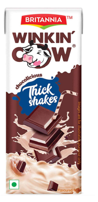 Britannia Winkin Cow Thick Shakes - Chocolate 180 ml Tetrapack