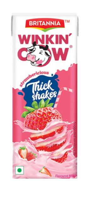 Britannia Winkin Cow Thick Shakes - Strawberry 180 ml Tetrapack