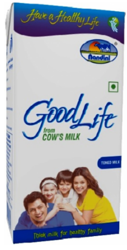 Nandini Goodlife Toned Milk Tetra pack 1 Litre - (Box of 12)